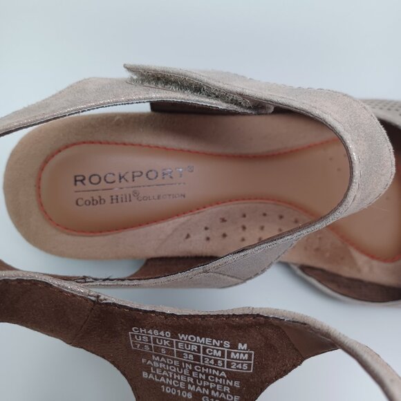 Rockport Cobb Hill Shoes Champagne Leather Sling Backs Womens 7.5 M